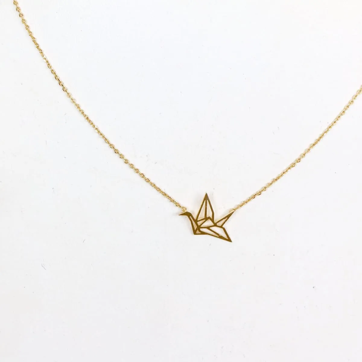 Gold Crane Charm Necklace, Gold Charm, Gold Dipped Necklace, Minimalist Necklace, Delicate Chain Necklace,Gift Necklace MN98