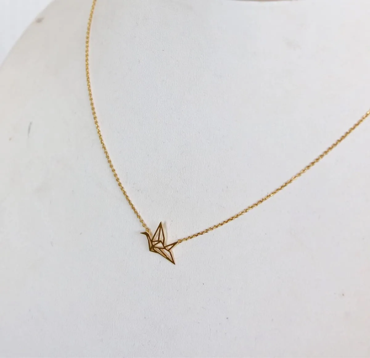 Gold Crane Charm Necklace, Gold Charm, Gold Dipped Necklace, Minimalist Necklace, Delicate Chain Necklace,Gift Necklace MN98