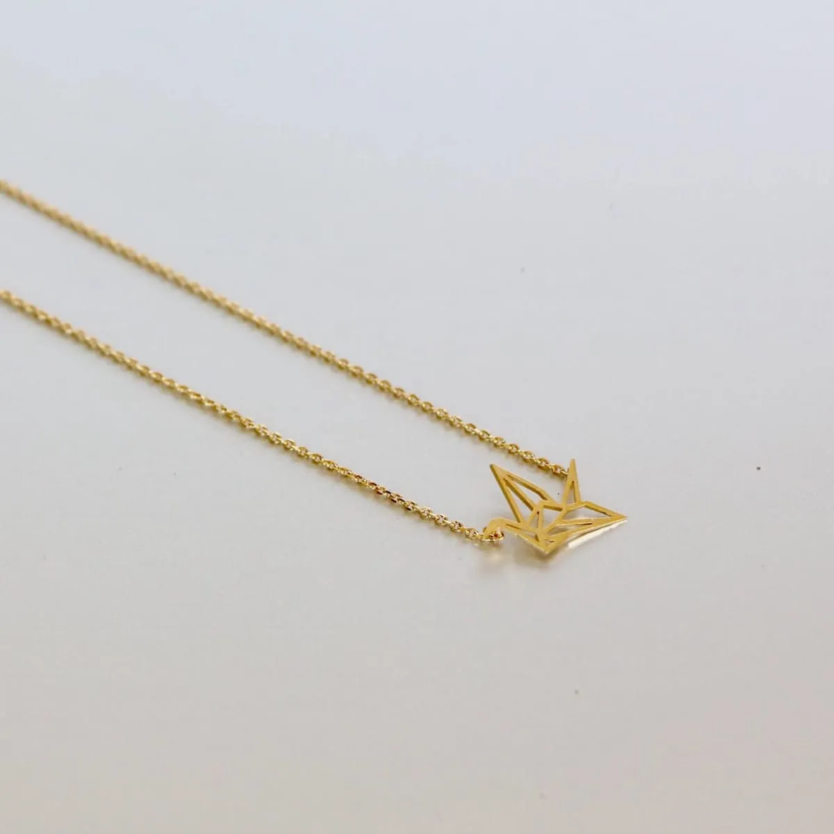 Gold Crane Charm Necklace, Gold Charm, Gold Dipped Necklace, Minimalist Necklace, Delicate Chain Necklace,Gift Necklace MN98