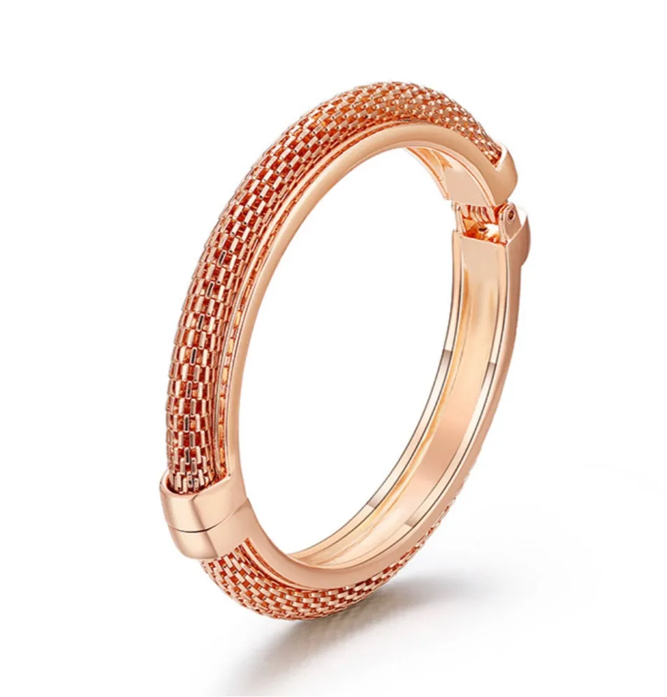 Gold plated mesh bangle bracelets