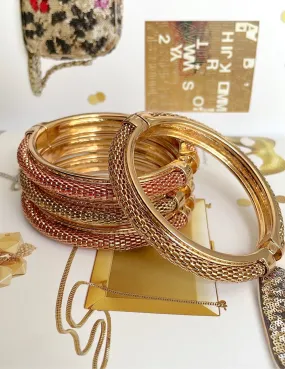 Gold plated mesh bangle bracelets