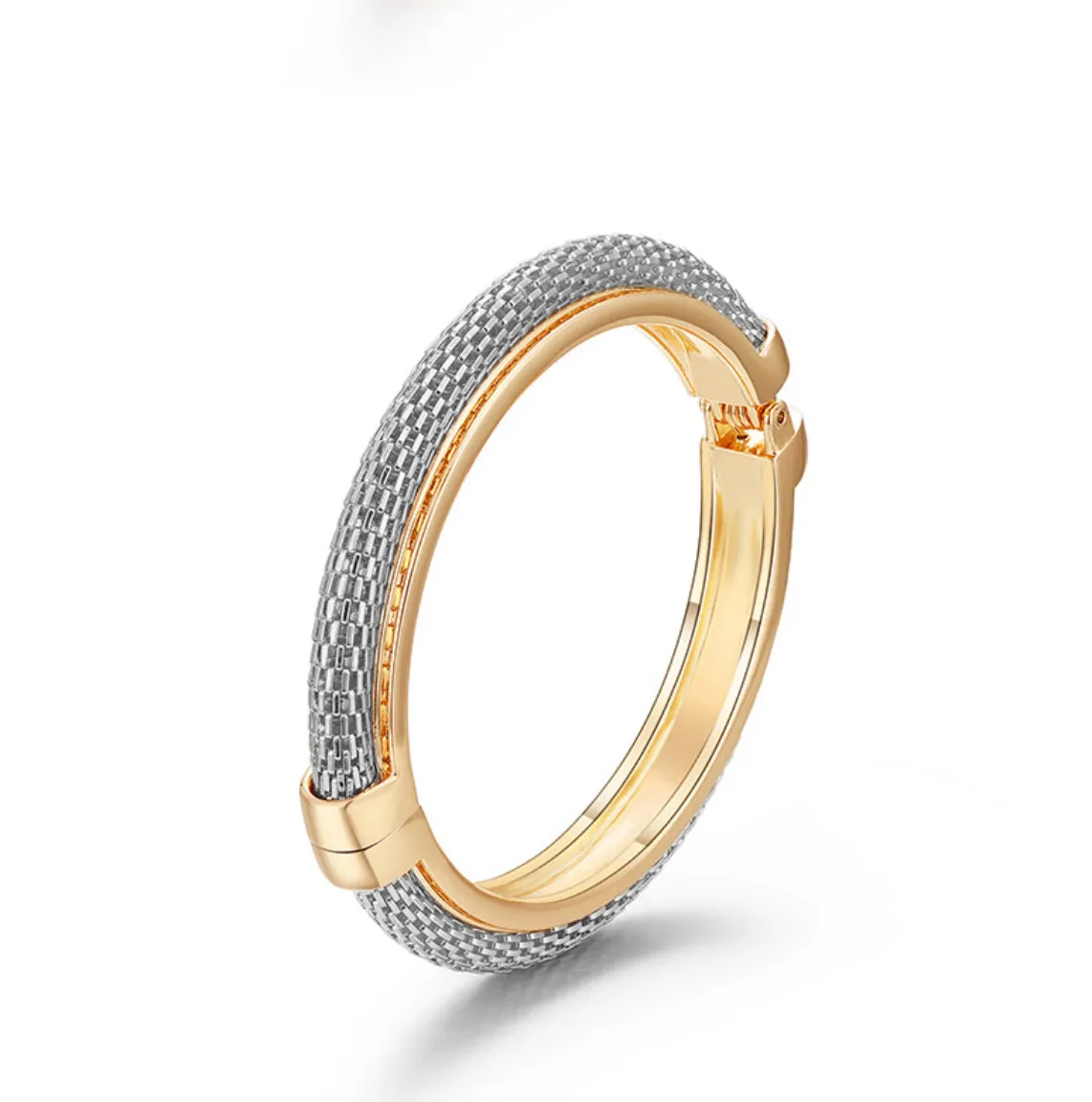 Gold plated mesh bangle bracelets