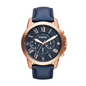 Grant Chronograph Navy Leather Watch