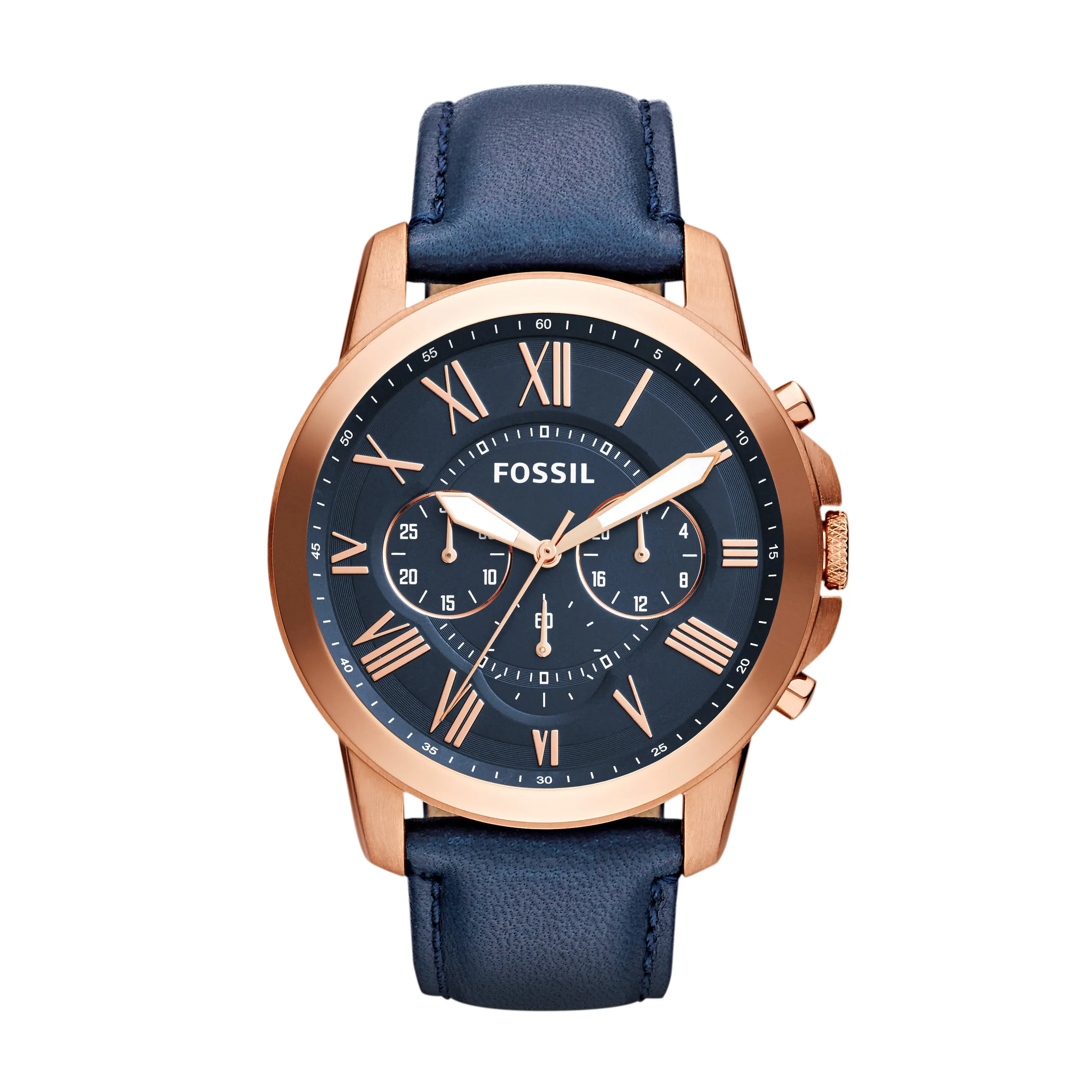 Grant Chronograph Navy Leather Watch