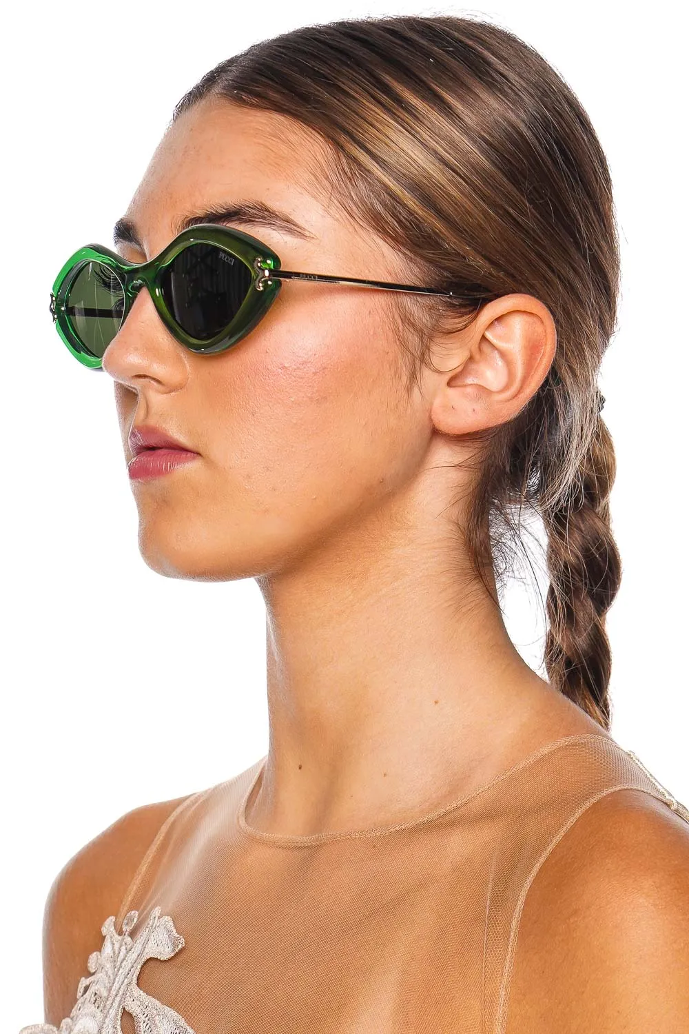 Green Acetate Sculptural Sunglasses