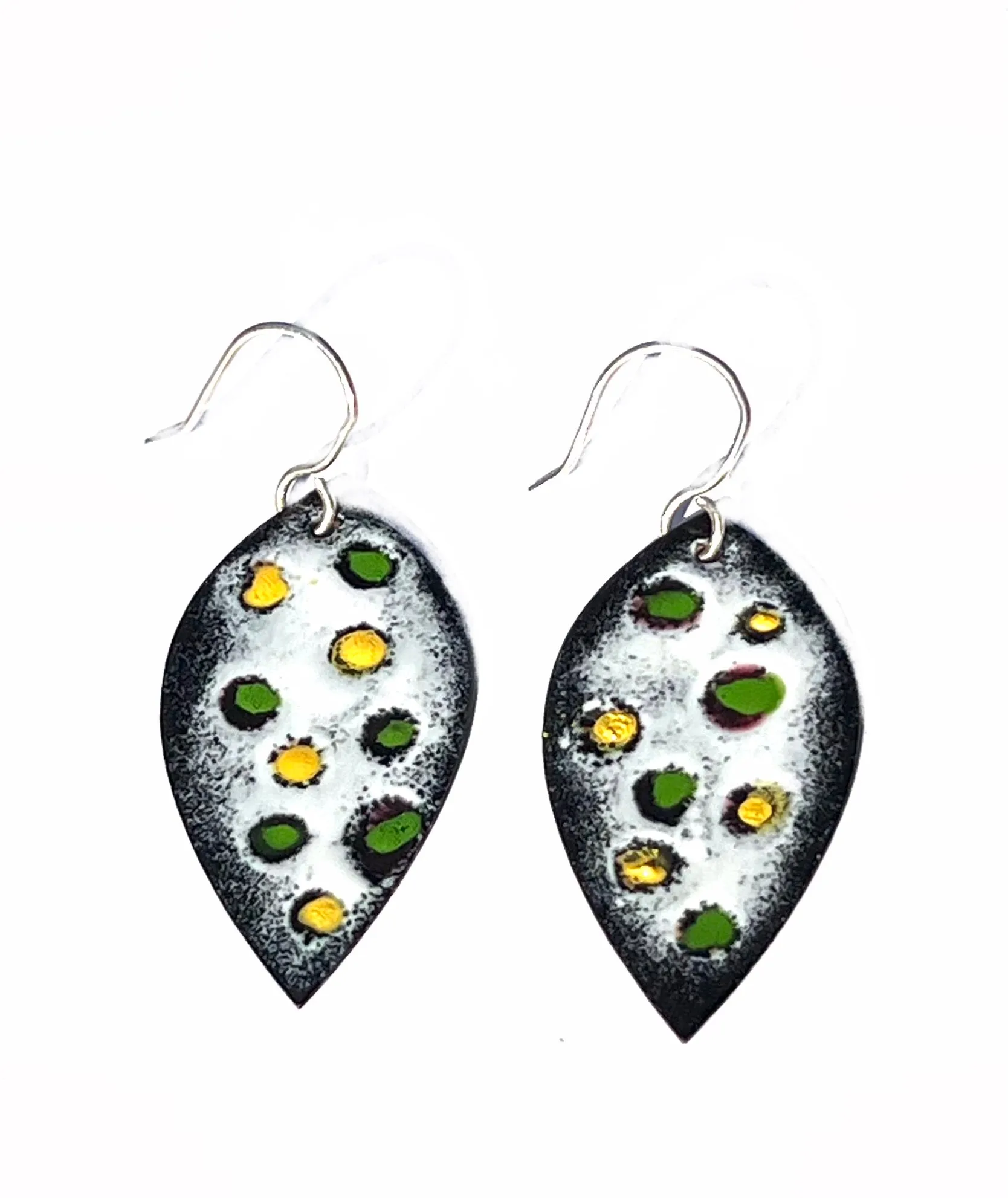 Green and Yellow Polka Dot Earrings