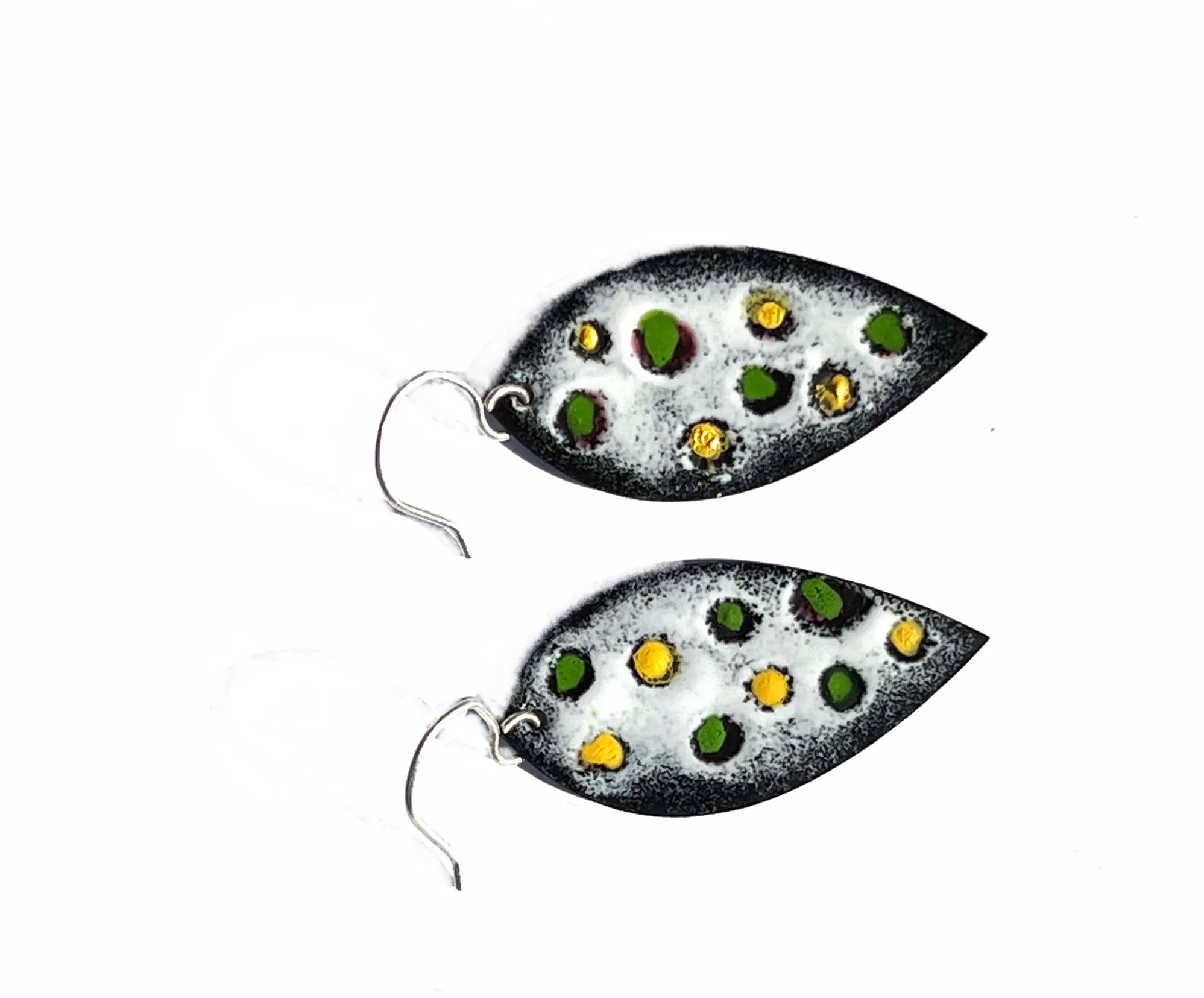 Green and Yellow Polka Dot Earrings