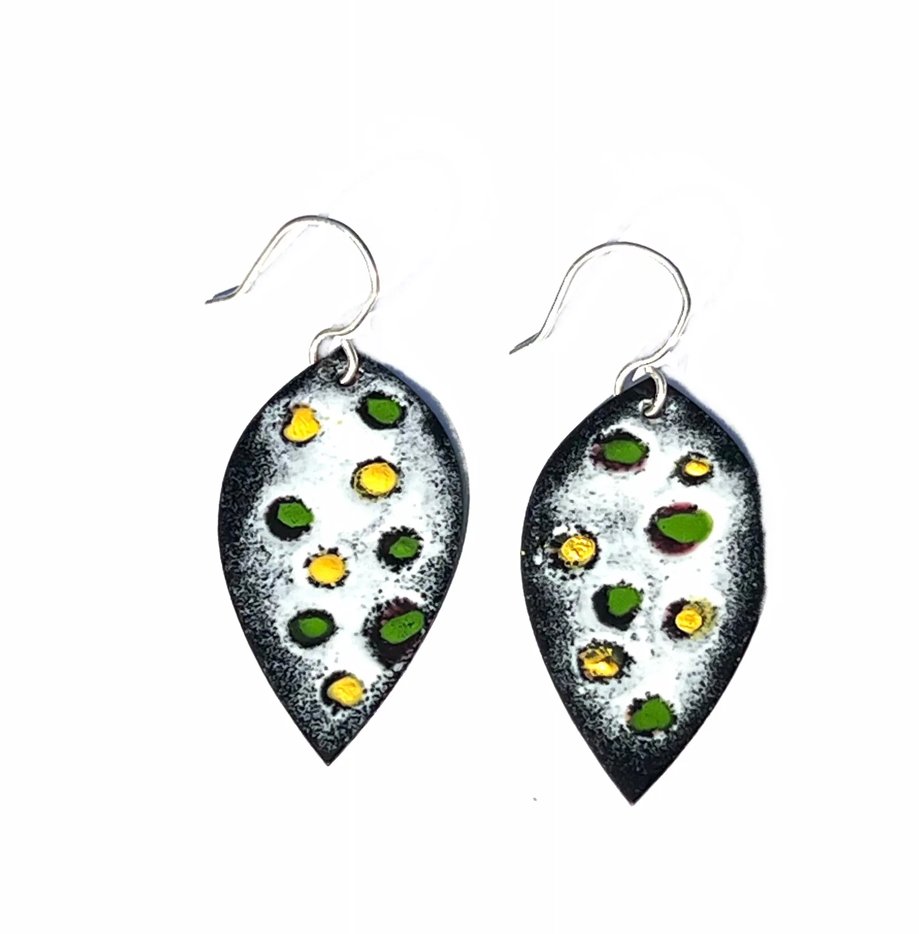 Green and Yellow Polka Dot Earrings