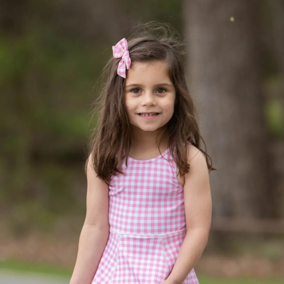 Hair Bow - Pink Gingham