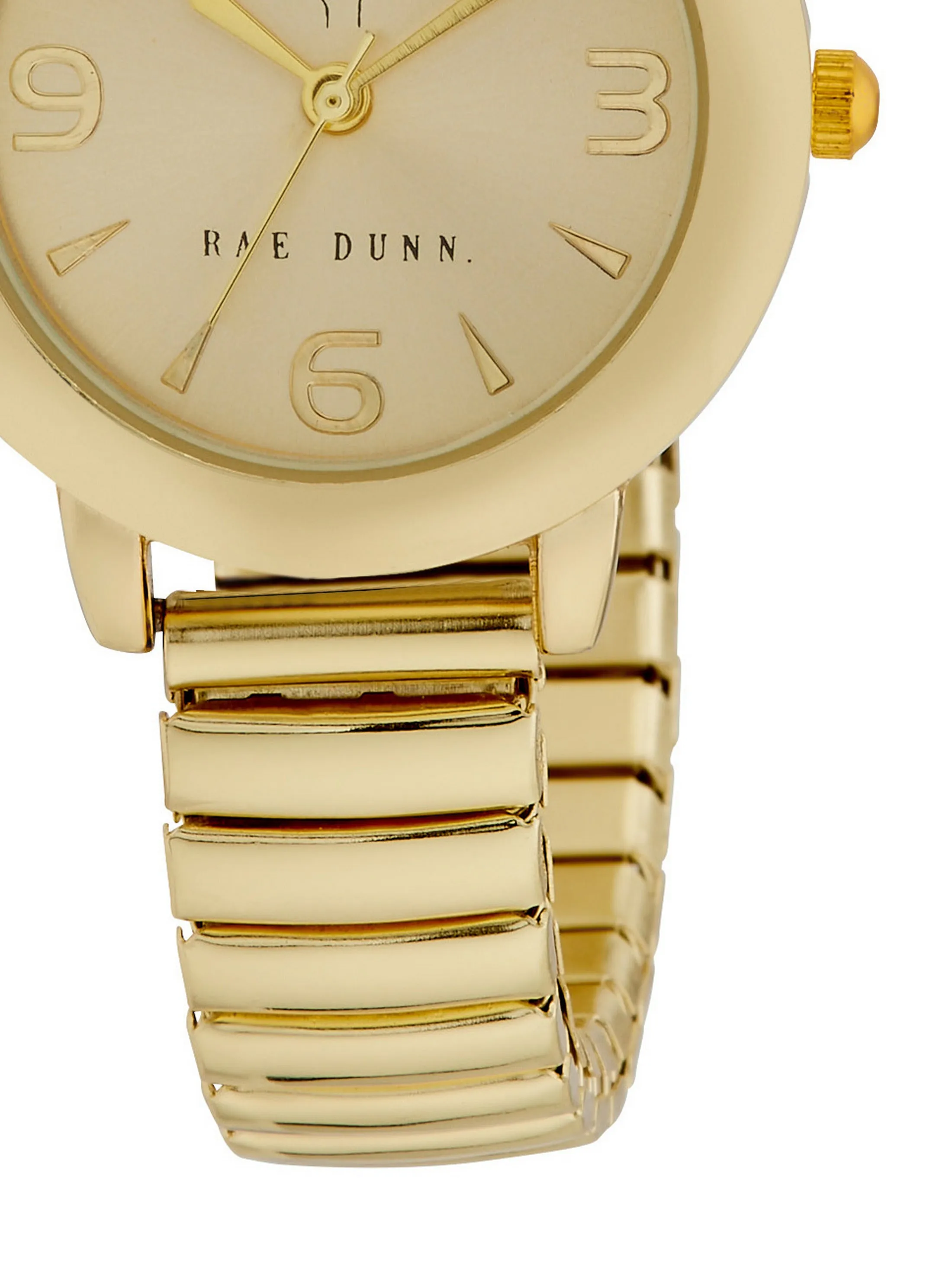 HEATHER Round Face Expandable Bracelet Watch in Gold, 30mm