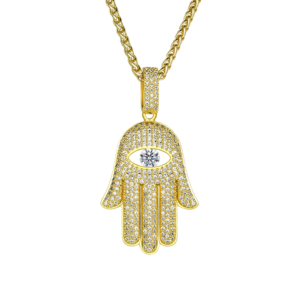 Iced Hamsa Pendant