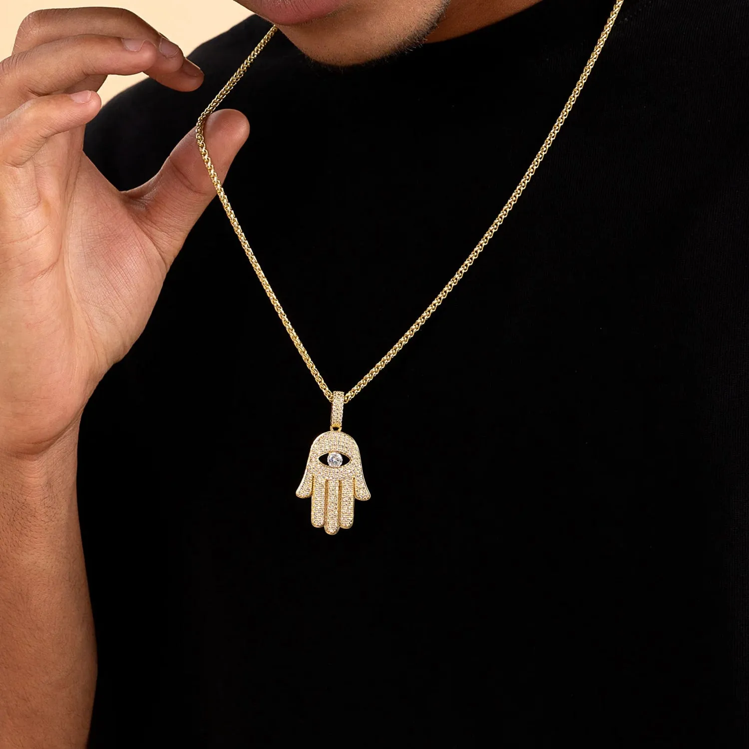 Iced Hamsa Pendant