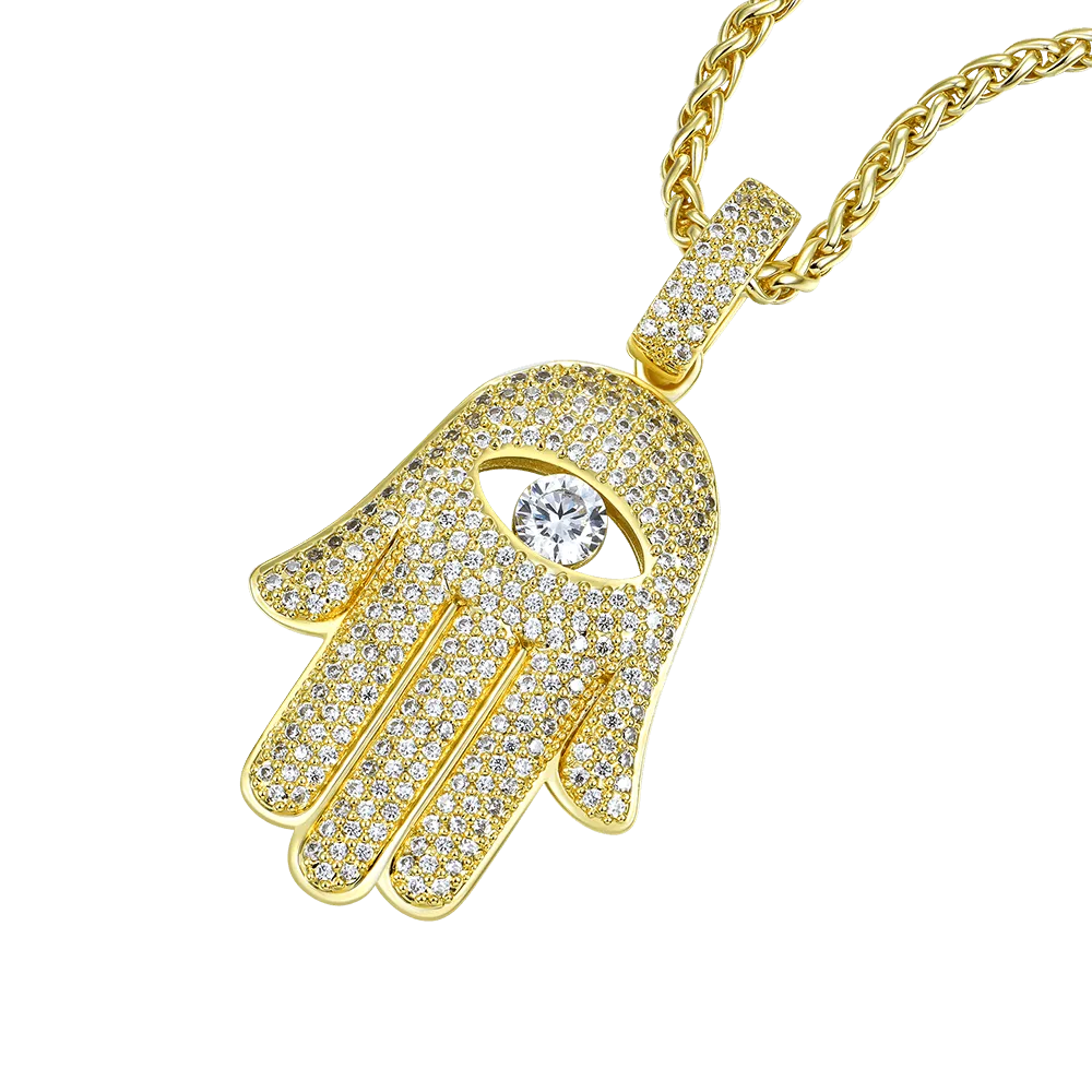 Iced Hamsa Pendant