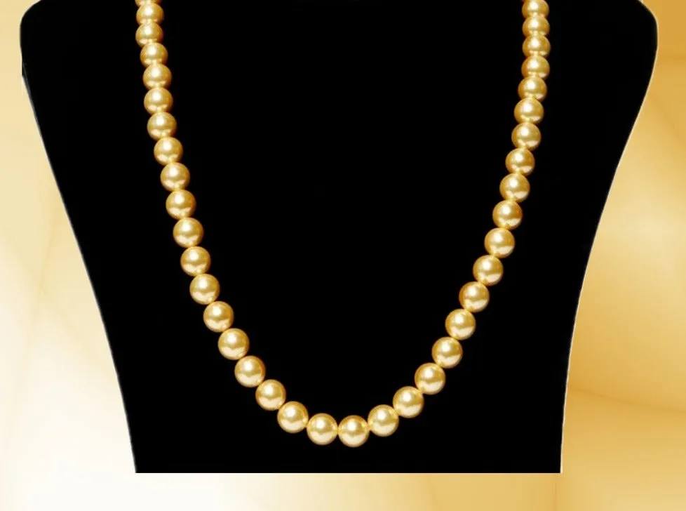 Imeora Golden 8mm Shell Pearl Necklace