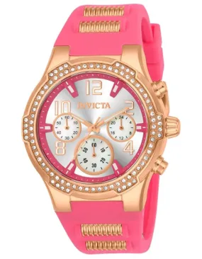 INVICTA BLU Womens Watch - Rose Gold-Tone - Chronograph - Pink Silicone