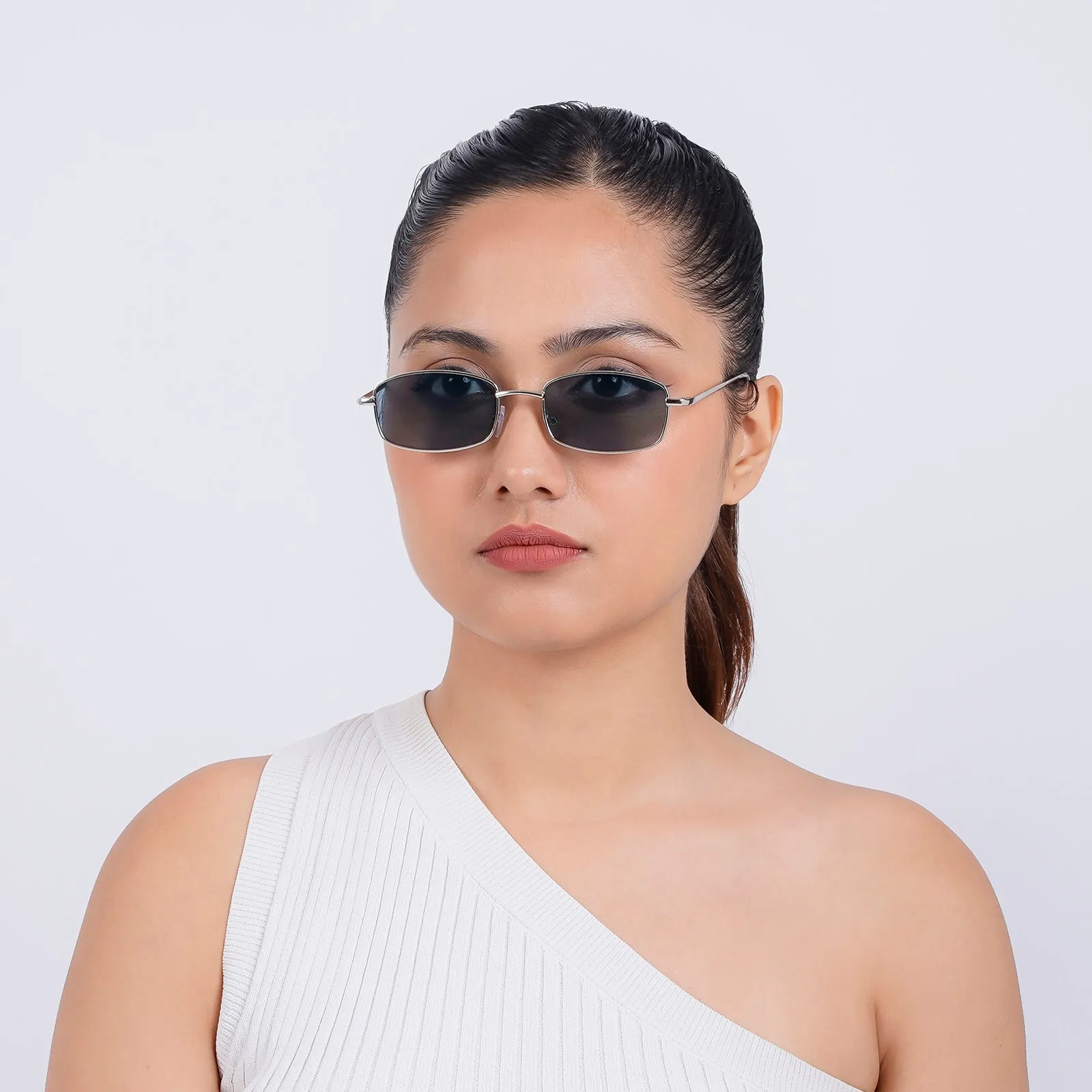 Jisu Rectangle Black Sunglasses