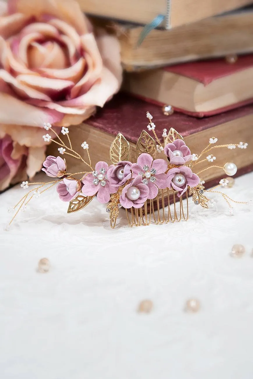 La Floraison Hair Comb (Mauve)