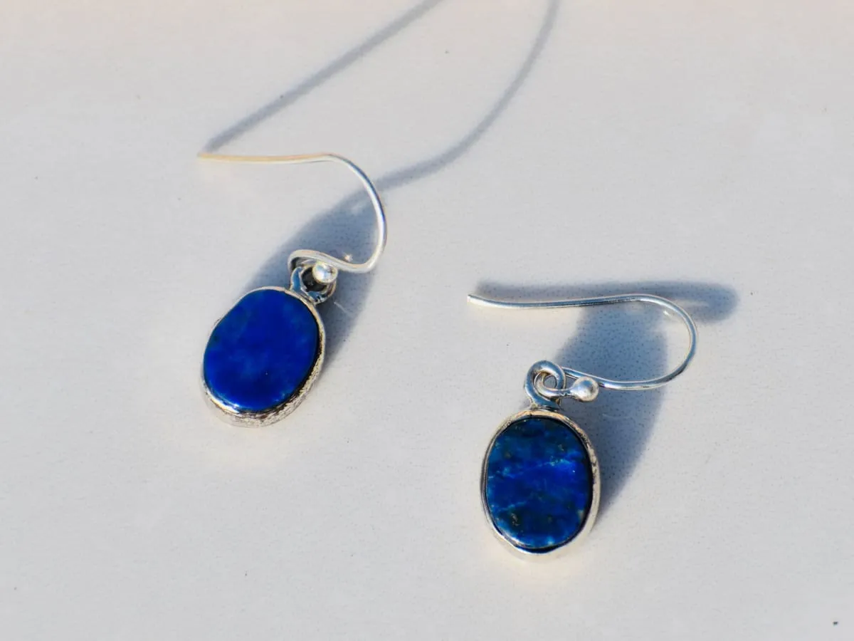 Lapis Lazuli Sterling Silver Earrings, Gemstone Earrings, Blue Earrings, Handmade Earrings, Woman Gift,