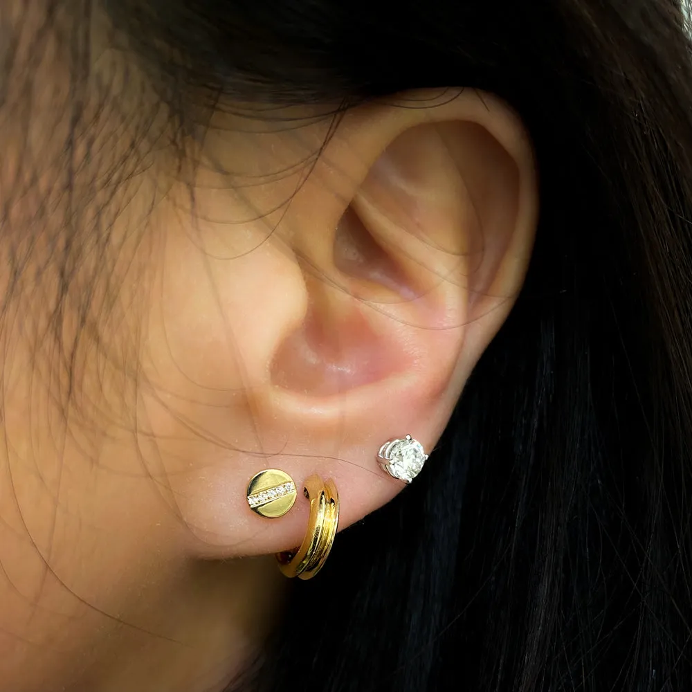 Midi Bitty Pavé Diamond Line Disc Studs