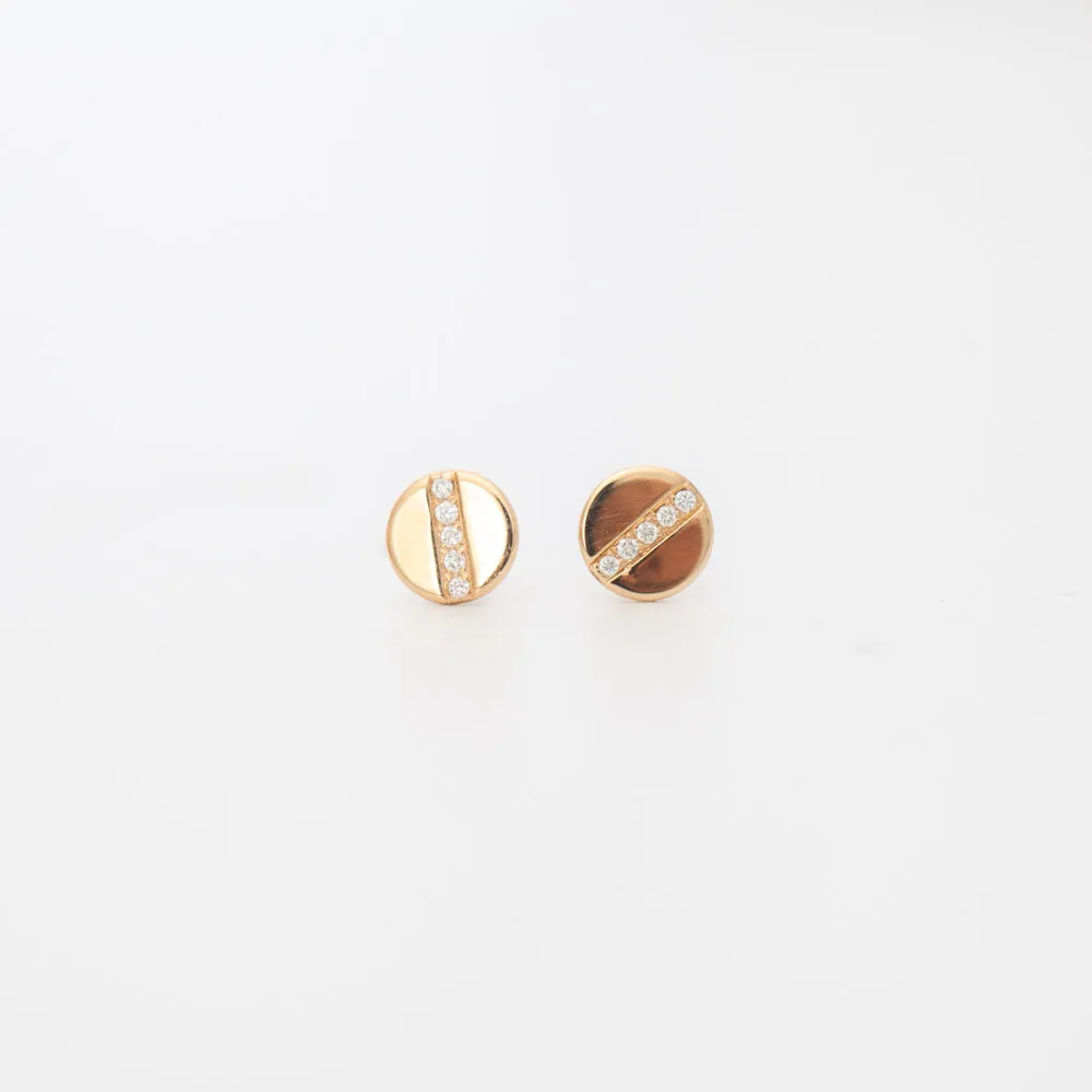 Midi Bitty Pavé Diamond Line Disc Studs