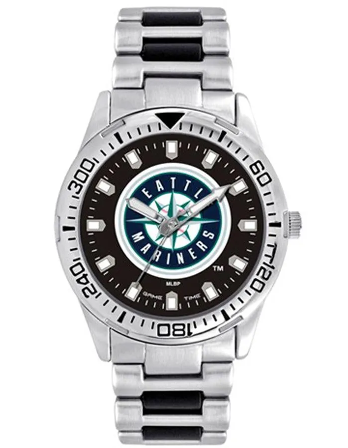 MLB Mens Seattle Mariners Heavy Hitter Watch - Bracelet Strap - Color Logo