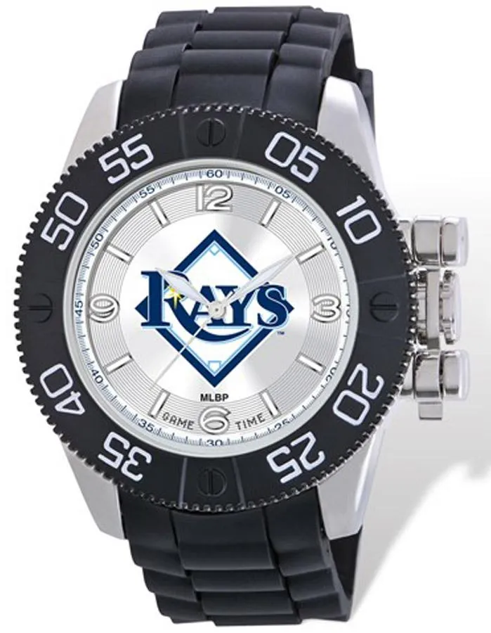 MLB Mens Tampa Bay Rays Beast Watch - Color Logo Dial - Rubber Strap