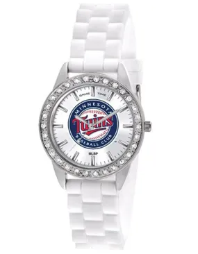 MLB Womens Minnesota Twins Frost Watch - Crystal Bezel - Silicone Strap