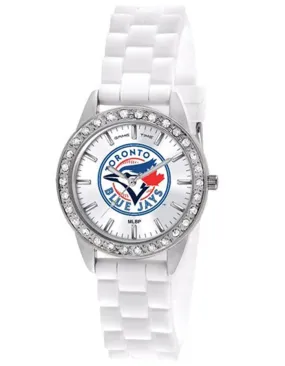 MLB Womens Toronto Blue Jays Frost Watch - Crystal Bezel - Silicone Strap