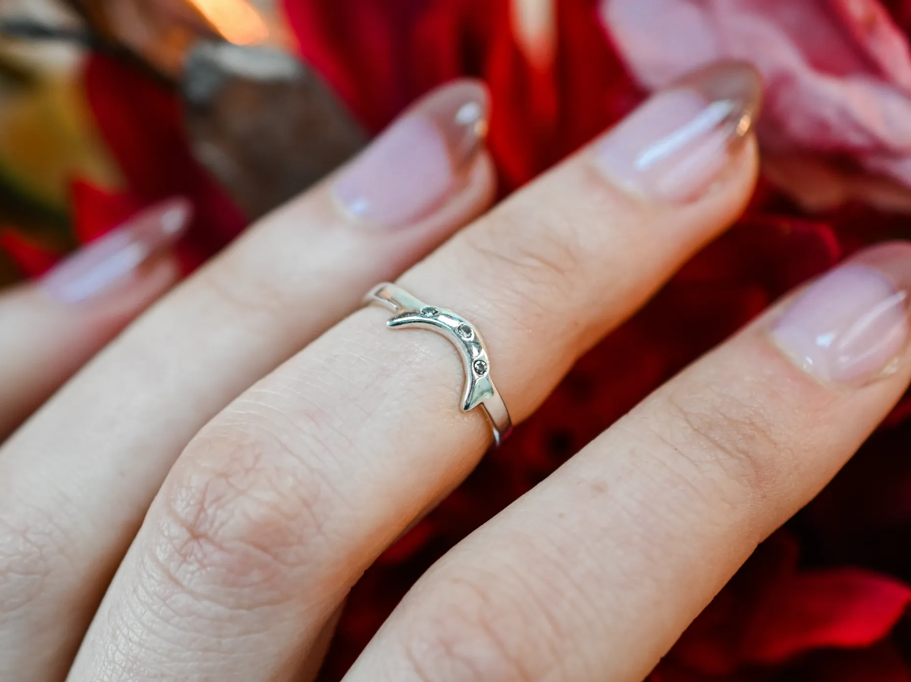 Moon, or Chevron Silver Stacking Rings