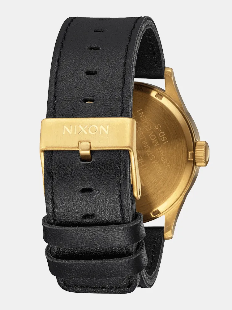 Nixon Sentry Leather 42mm Watch - Gold / Black