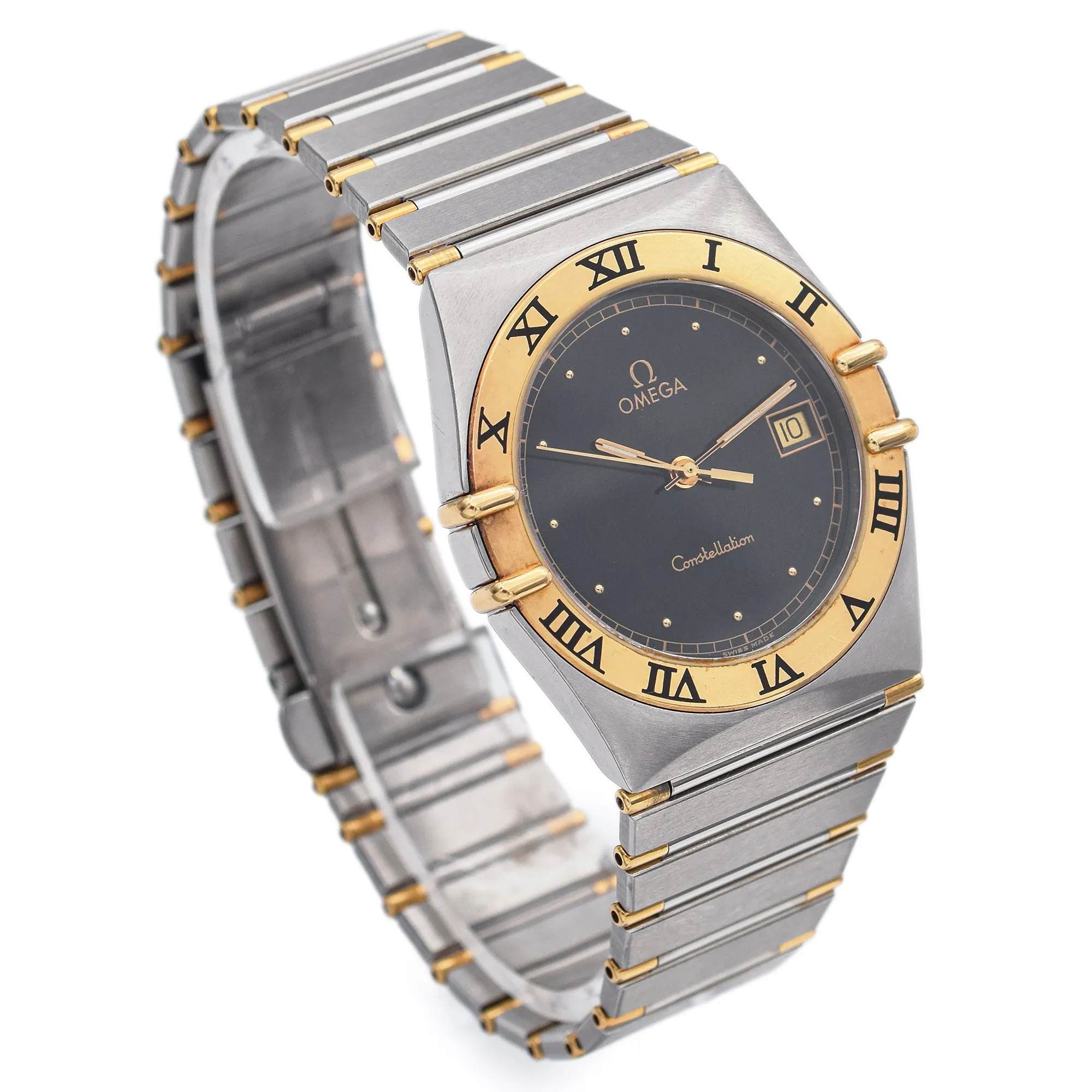 Omega Constellation SS/18K Gold Quartz Men's Date Watch 32.5 mm