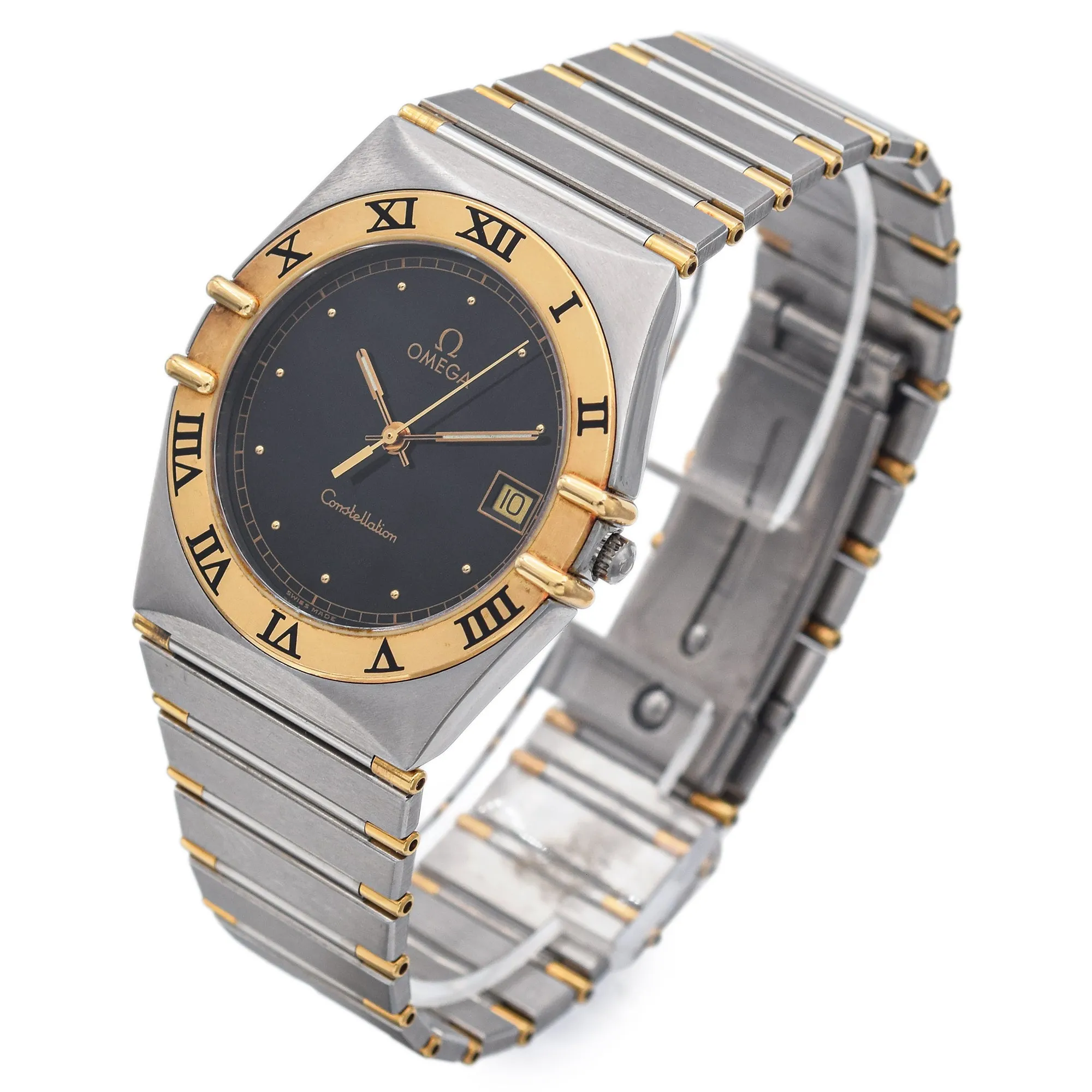 Omega Constellation SS/18K Gold Quartz Men's Date Watch 32.5 mm