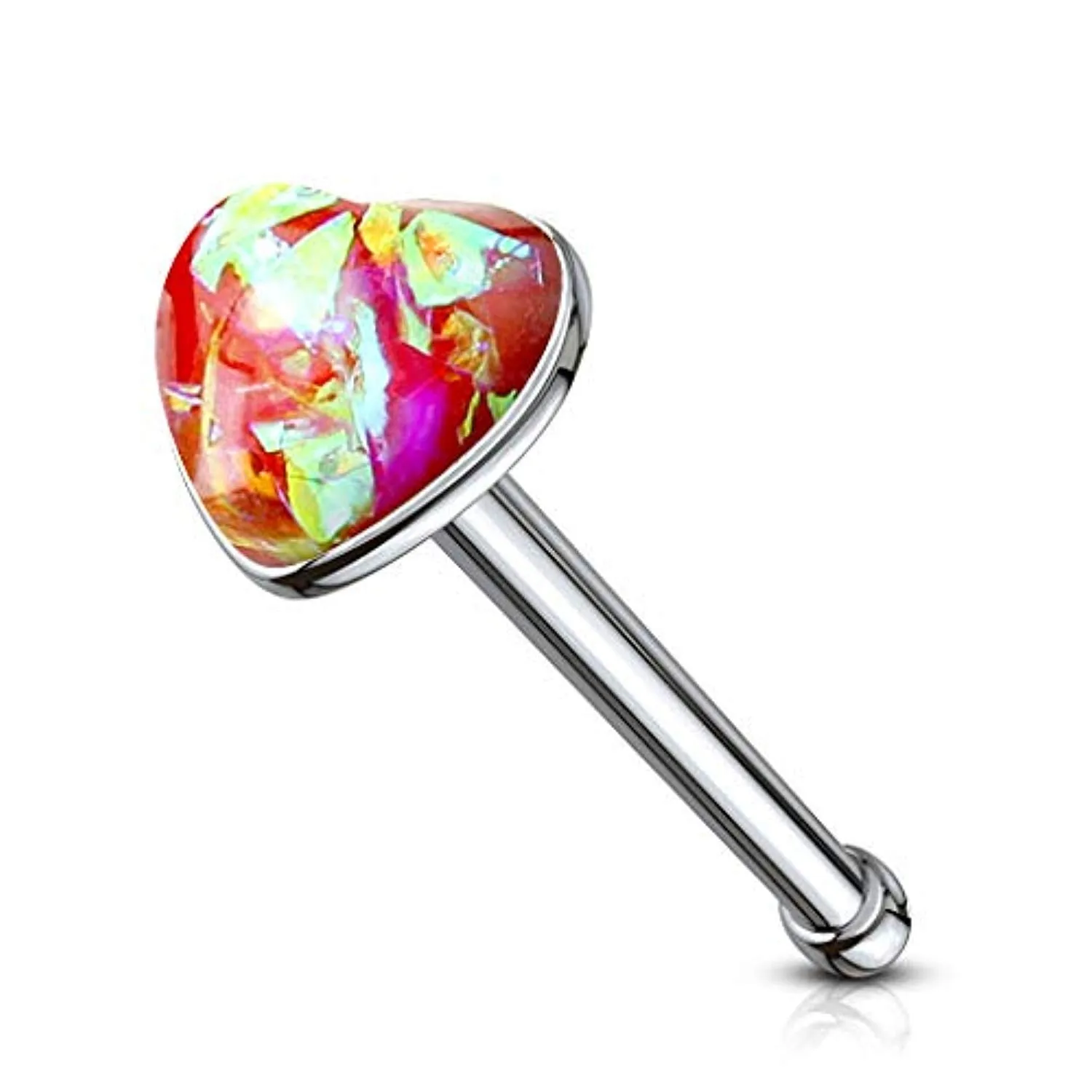 Opal Glitter set 3mm Heart Top 316L Surgical Steel WildKlass Nose Stud Rings