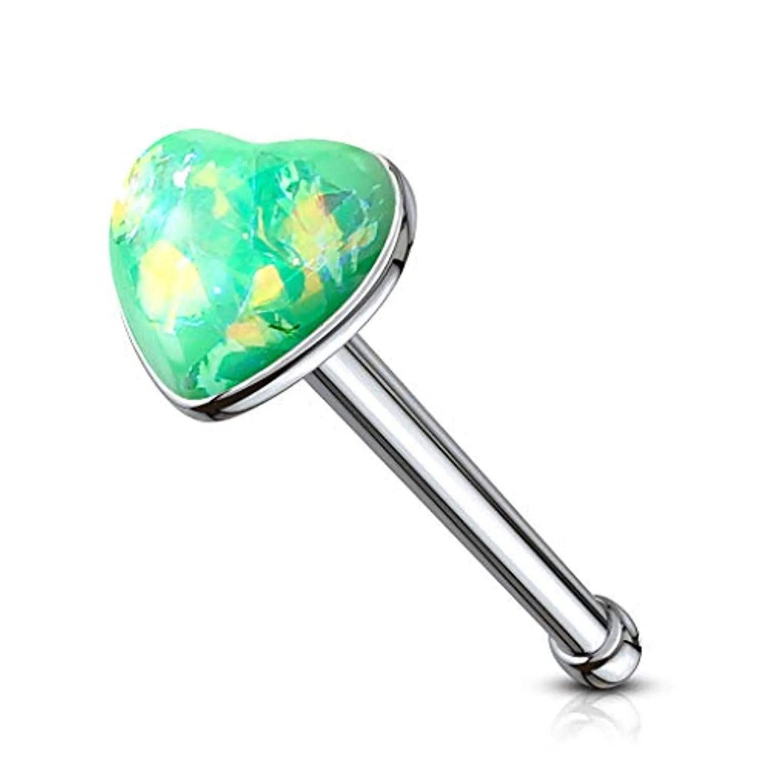 Opal Glitter set 3mm Heart Top 316L Surgical Steel WildKlass Nose Stud Rings