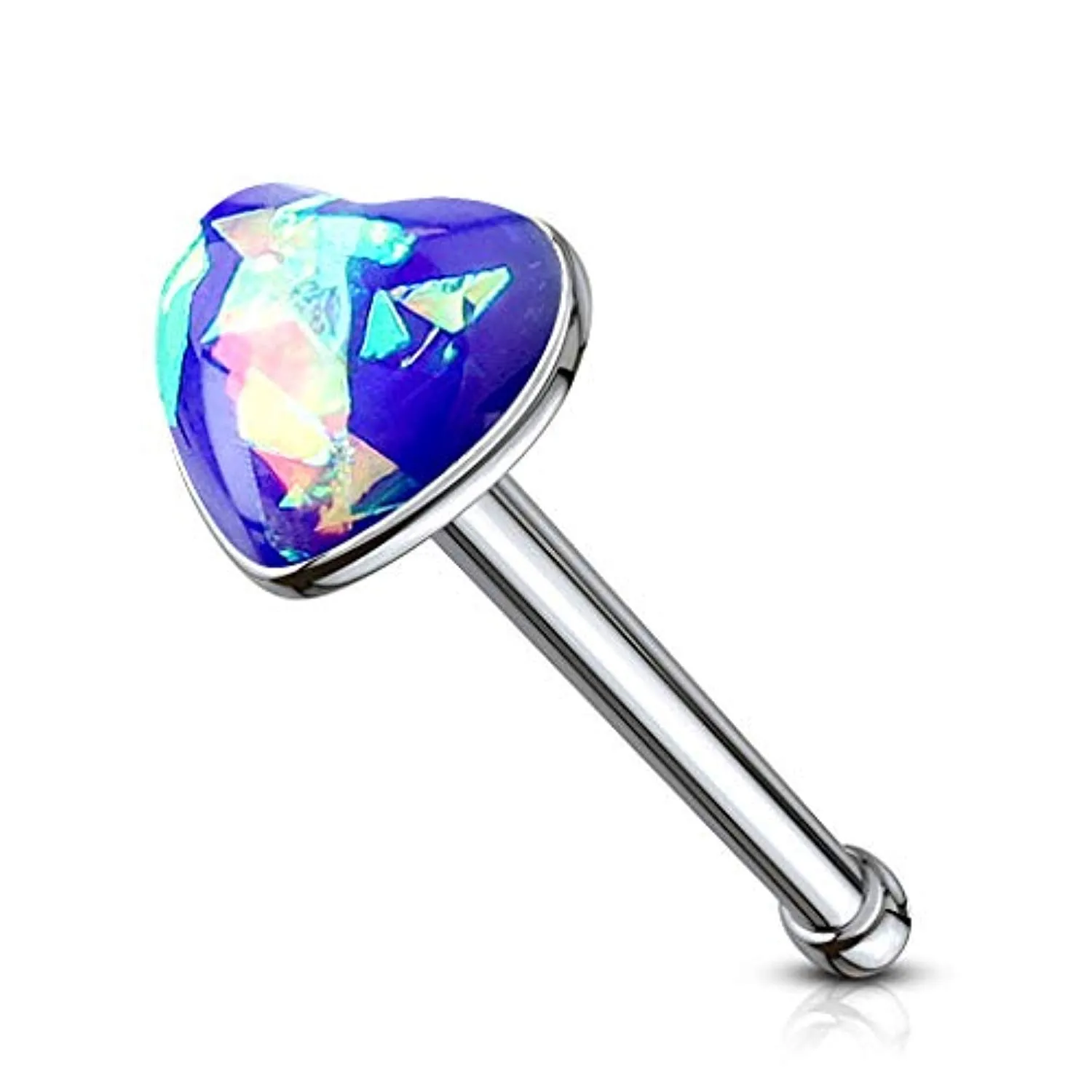 Opal Glitter set 3mm Heart Top 316L Surgical Steel WildKlass Nose Stud Rings