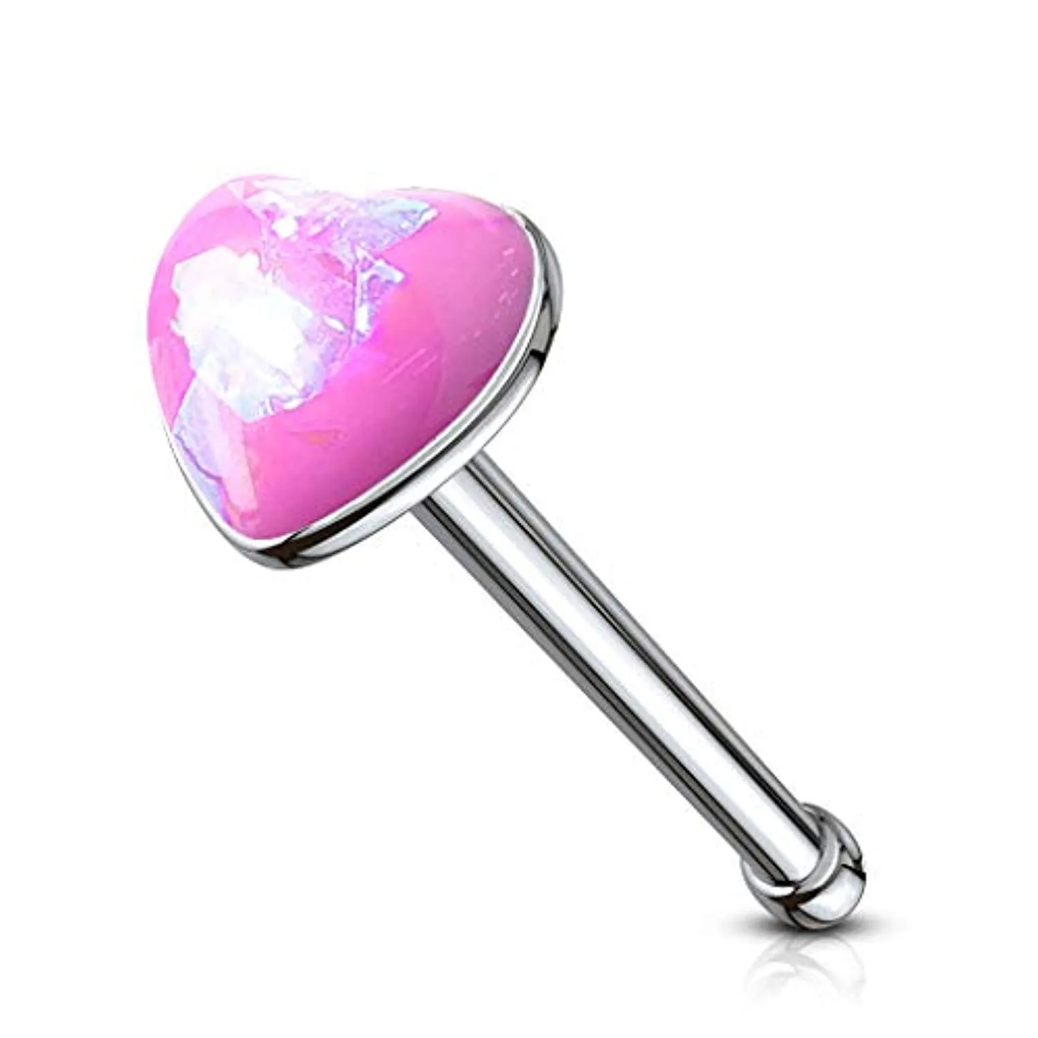 Opal Glitter set 3mm Heart Top 316L Surgical Steel WildKlass Nose Stud Rings