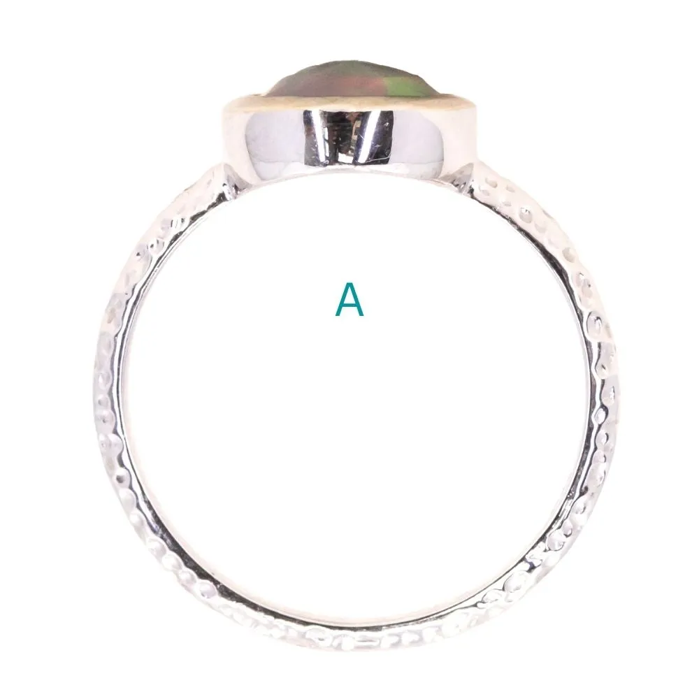 Oval Bezel Set Rosecut Opal Rings in 14K White Gold