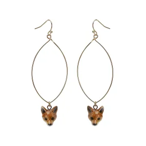 Oval Drop Fox Earrings