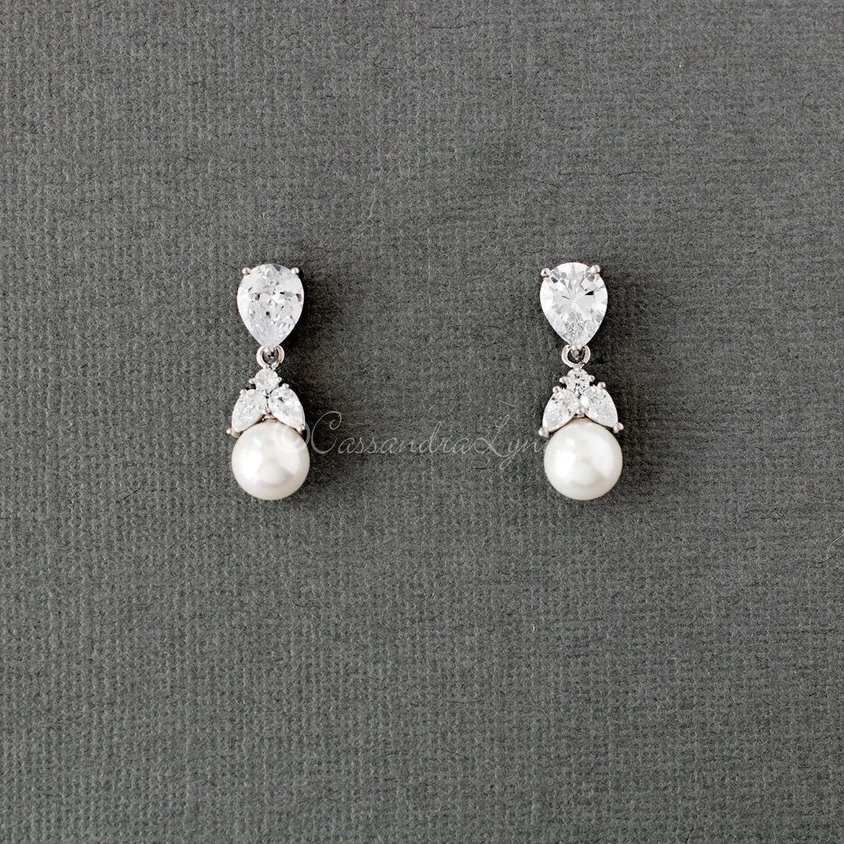 Pearl Drop CZ Earrings