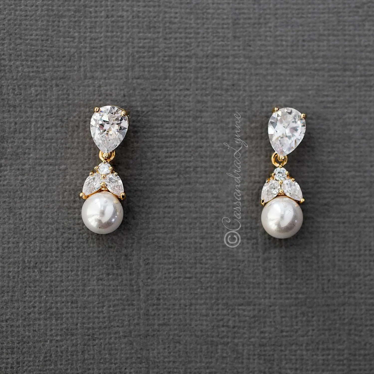 Pearl Drop CZ Earrings