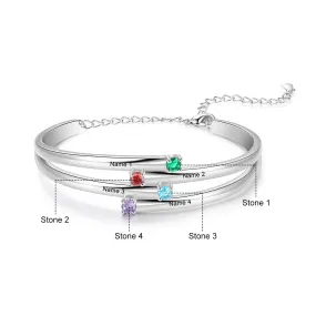 Personalized 4 Birthstones Family Bracelets for Women