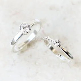 Personalized Bezel Setting ring in sterling silver, Couple Rings--Custom Personalized engraving Ring