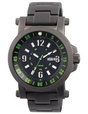 Fallout 2 Mens Day/Date Watch with Black/Green Dial and Black Nitride Design