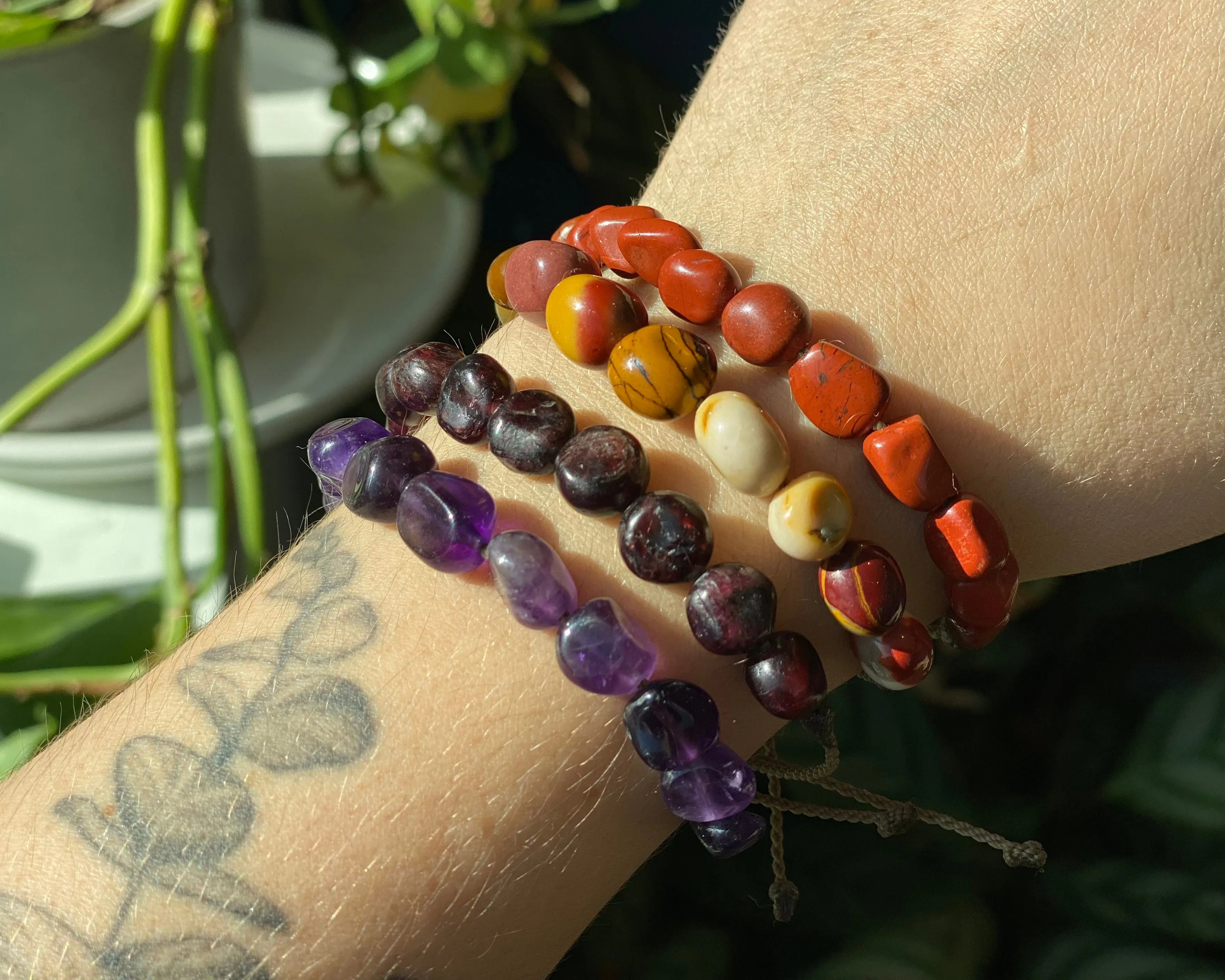 Red Tones - Pebble Bracelets