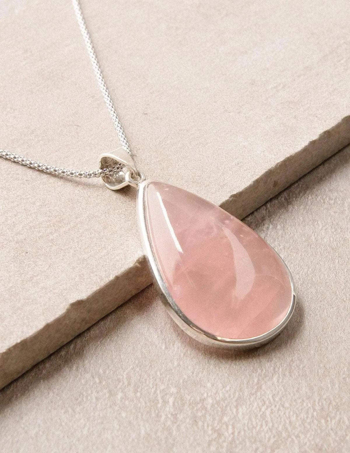 Rose Quartz Teardrop Pendant