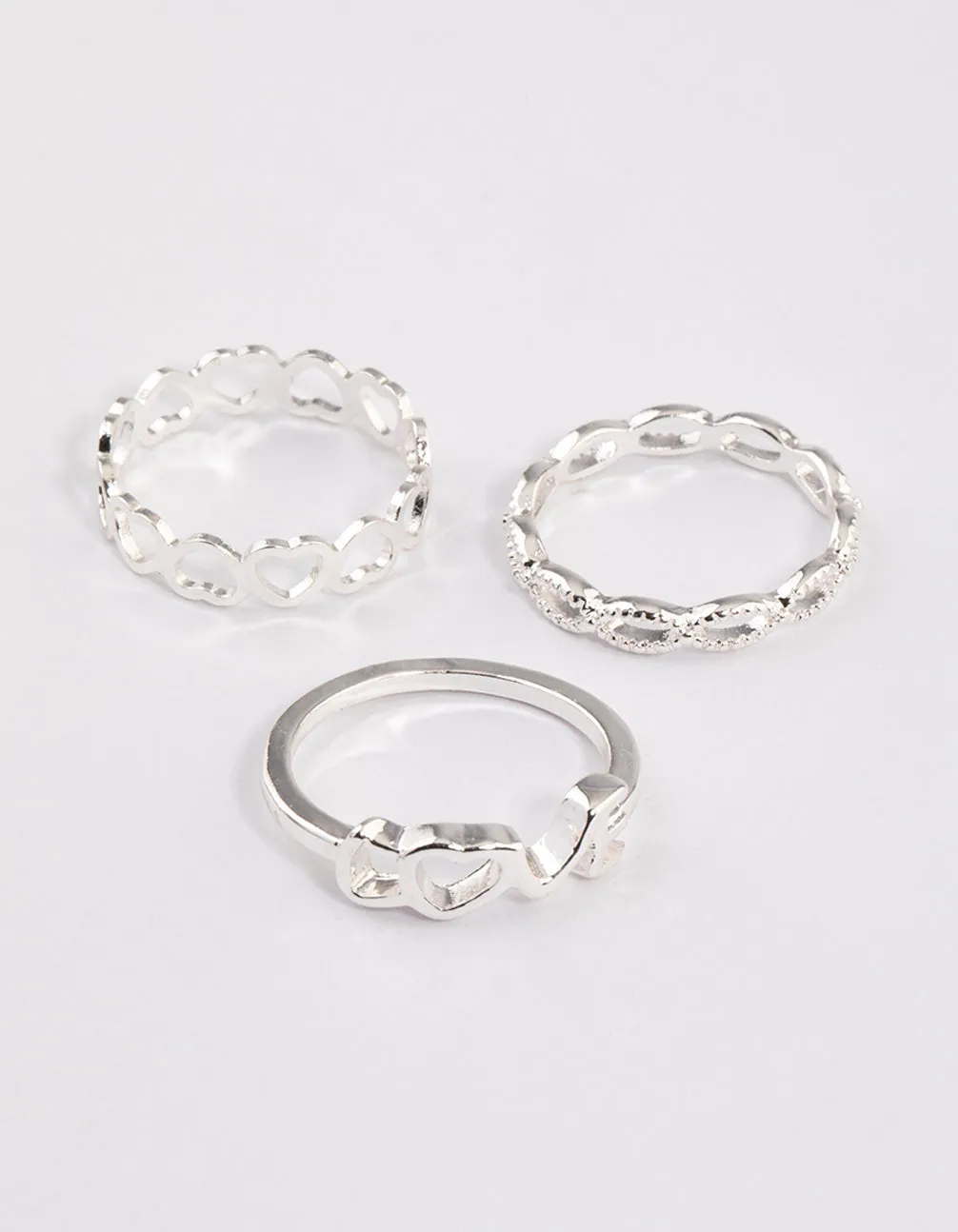 Silver Love & Heart Ring Pack