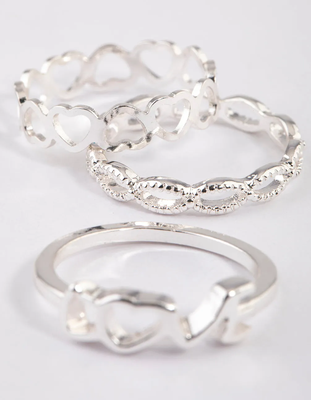 Silver Love & Heart Ring Pack