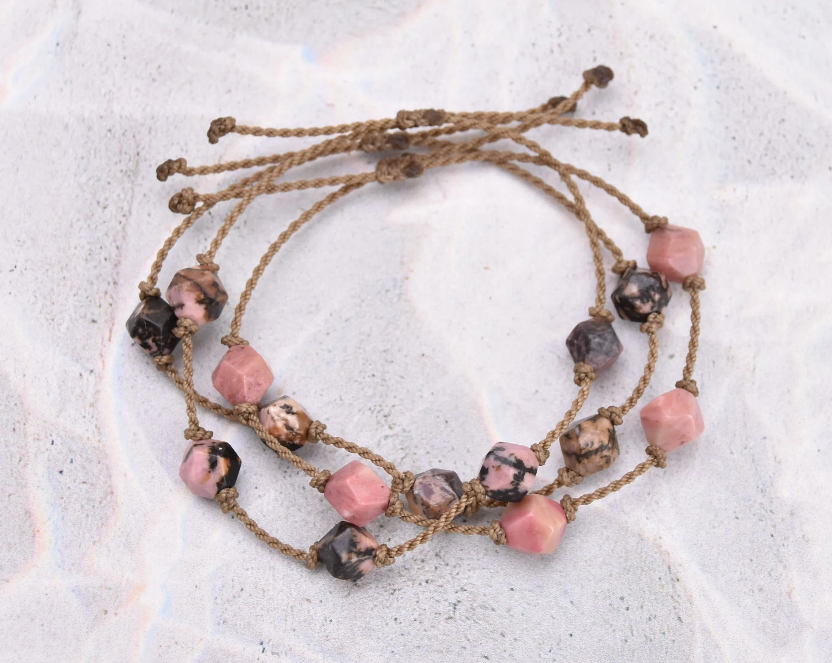 Starcut Pink & Black Rhodonite Bracelets