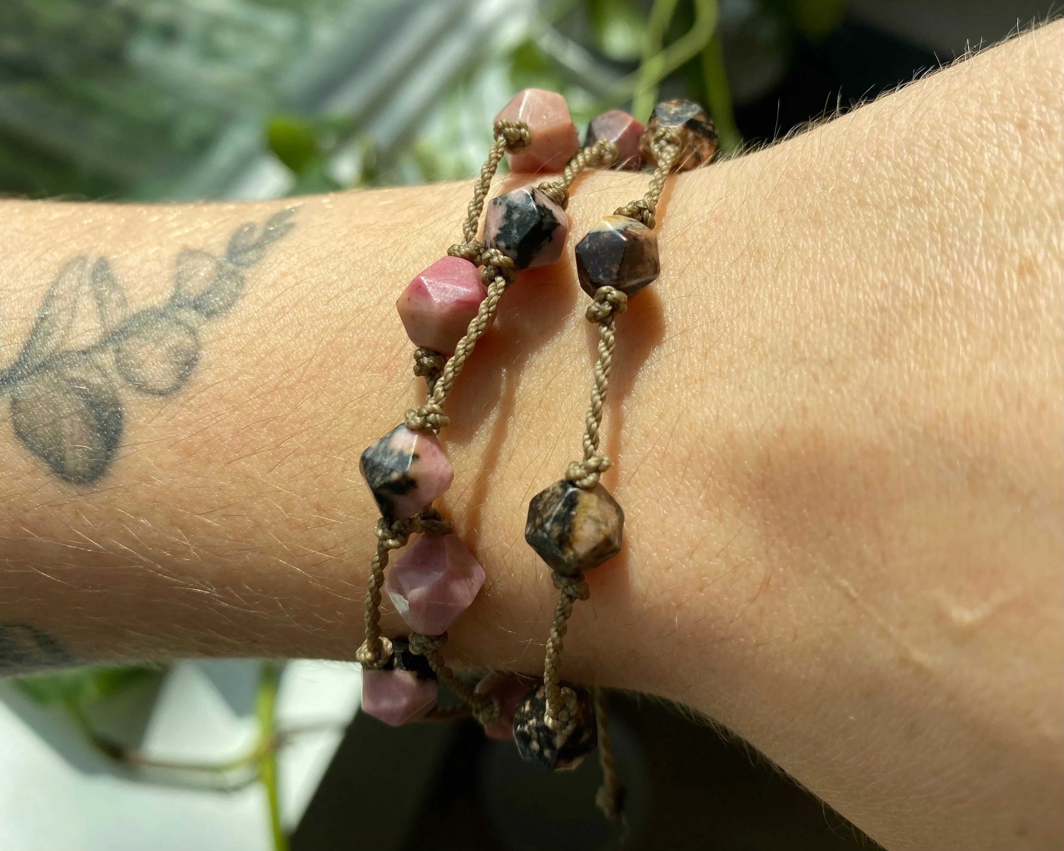 Starcut Pink & Black Rhodonite Bracelets