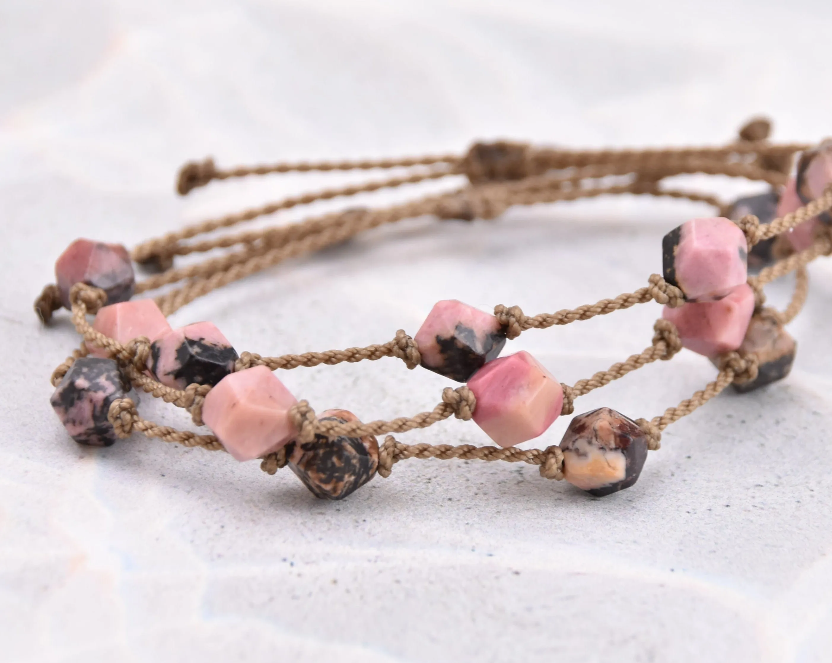 Starcut Pink & Black Rhodonite Bracelets